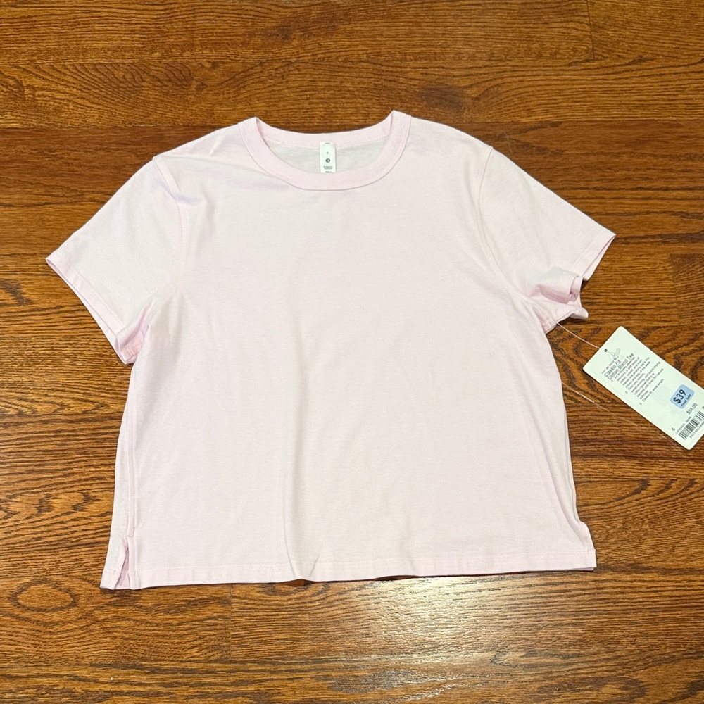 Lululemon Light Pink Classic Fit Cotton Blend Tee NWT size 6
